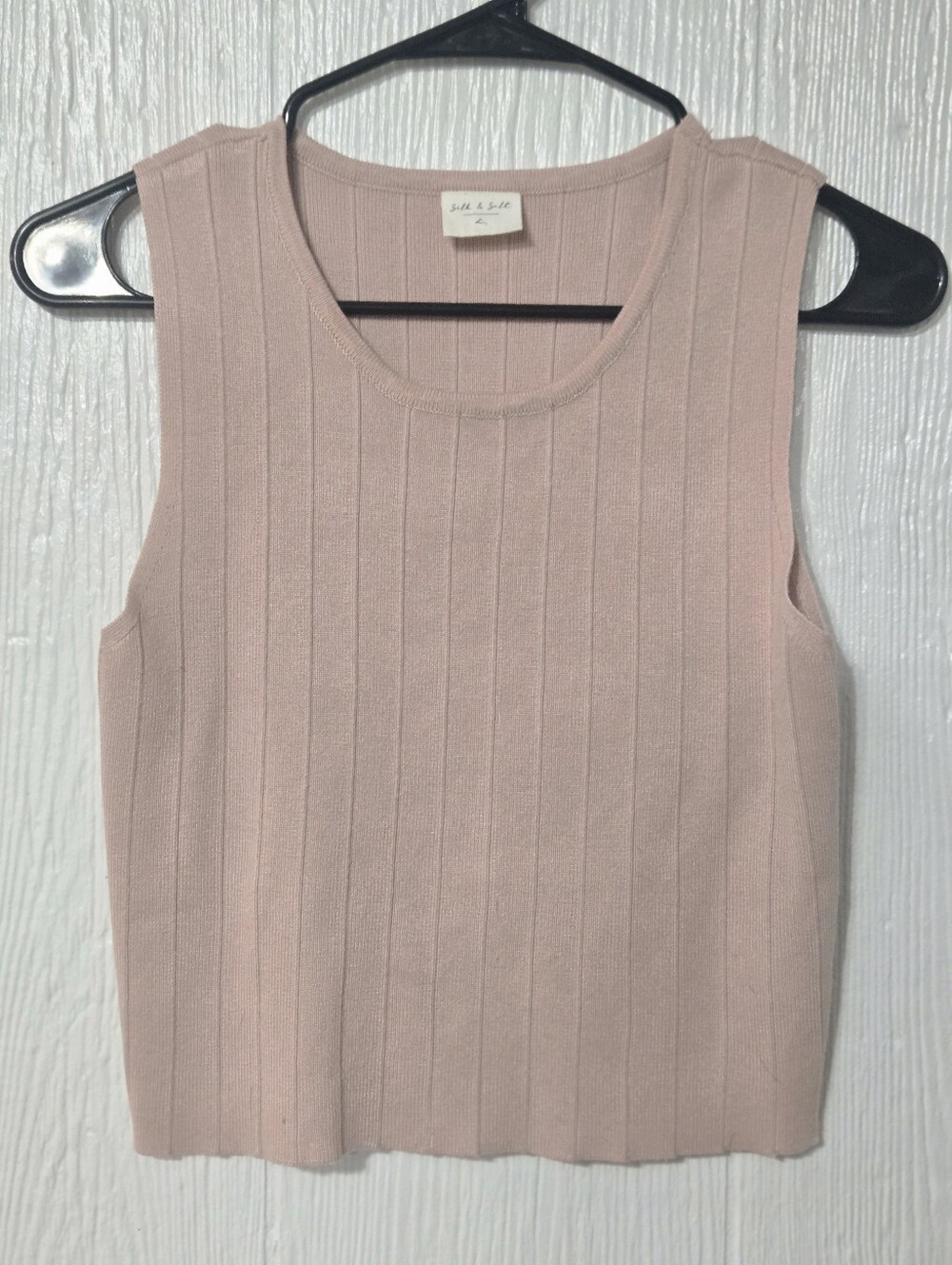 Silk And Salt Everyday Lounge Cropped Top Women's Size L Soft Pink